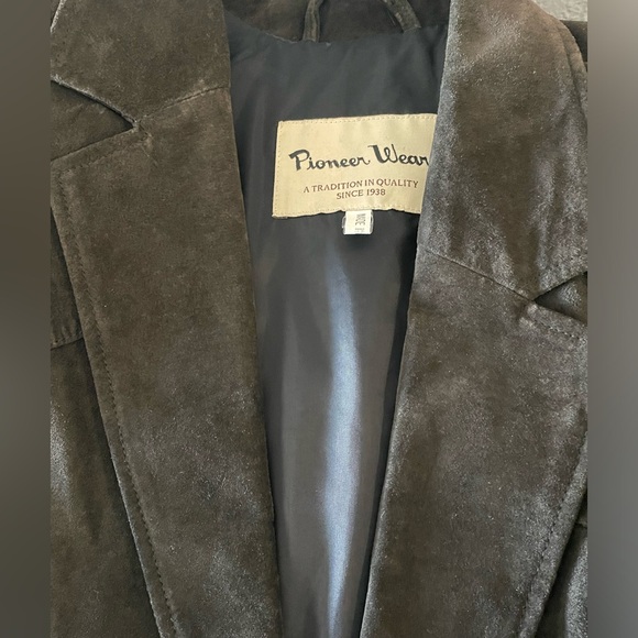 Vintage Leather Suede Fringe Charcoal Black Jacket - Picture 7 of 8